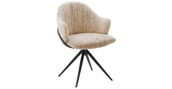 ARMLEHNSTUHL  Lederauswahl, Stoffauswahl, Sitzfläche 360° drehbar beflockt  - Anthrazit/Orange, Design, Textil/Metall (57/84/44,5cm) - Belluti