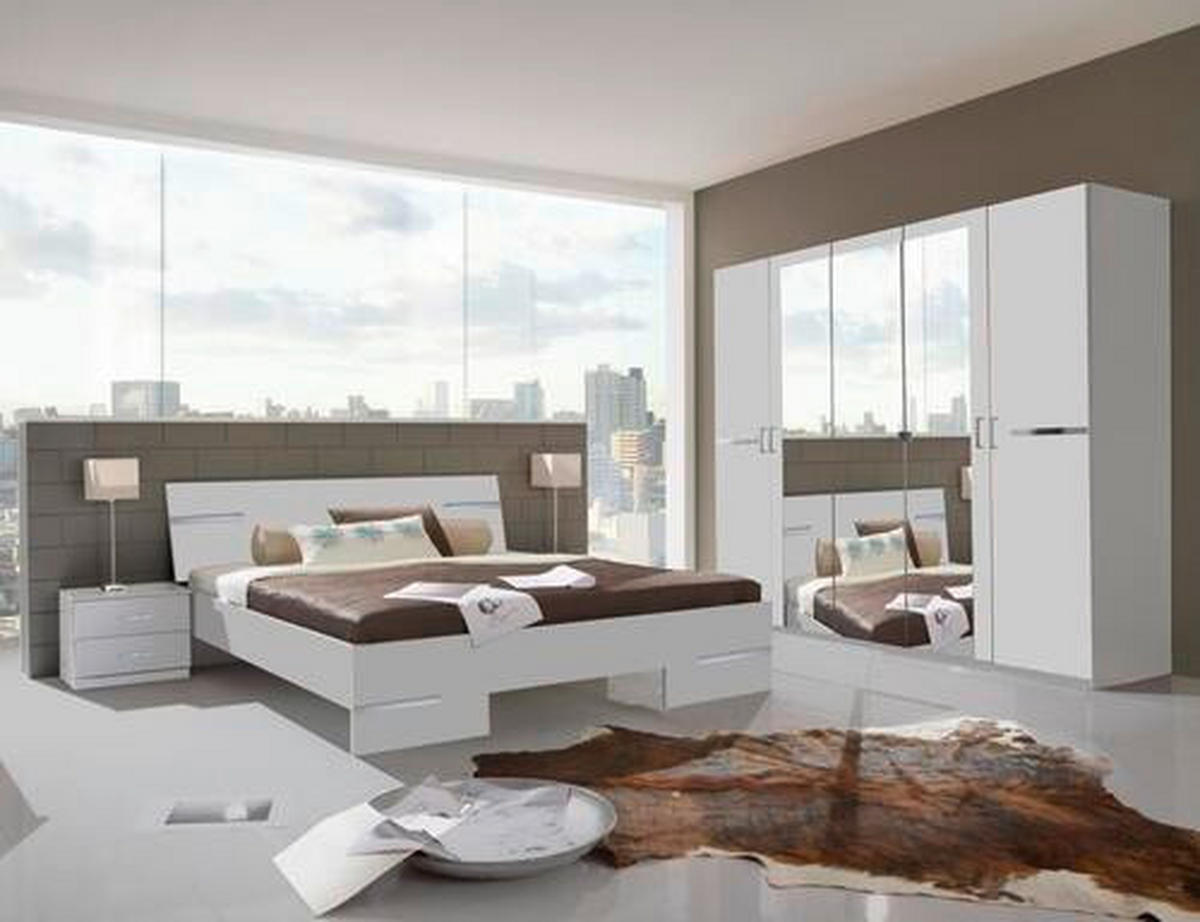 SCHLAFZIMMER Weiß  - Weiß, Design, Glas/Holz (180/200cm) - MID.YOU