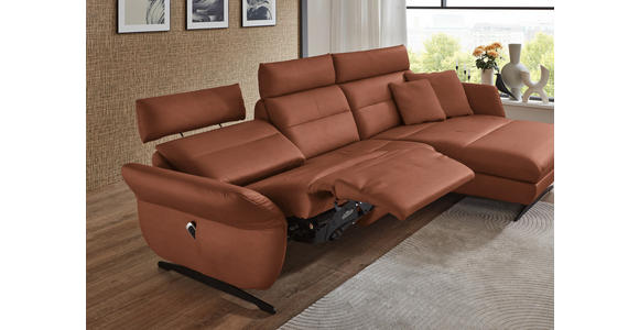 ECKSOFA in Echtleder Cognac 300/157 cm - Cognac/Schwarz, Design, Leder/Metall (300/157cm) - Dieter Knoll