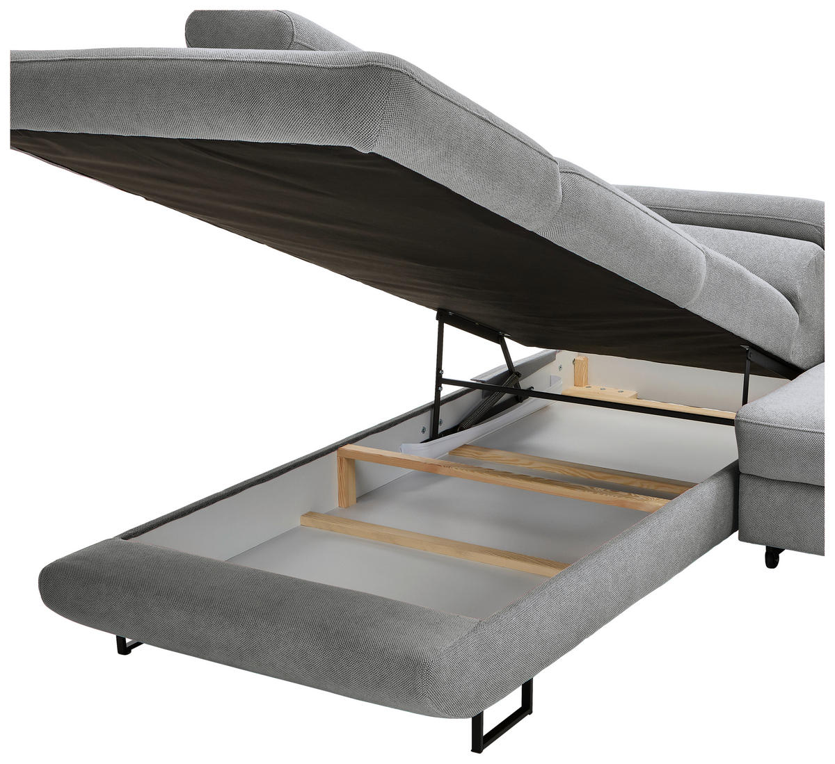 ECKSOFA in Webstoff Grau  - Schwarz/Grau, Design, Textil/Metall (235/280cm) - Hom`in