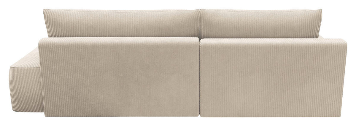 ECKSCHLAFSOFA in Cord Creme  - Creme/Schwarz, Modern, Kunststoff/Textil (167/253cm) - Trendmanufaktur