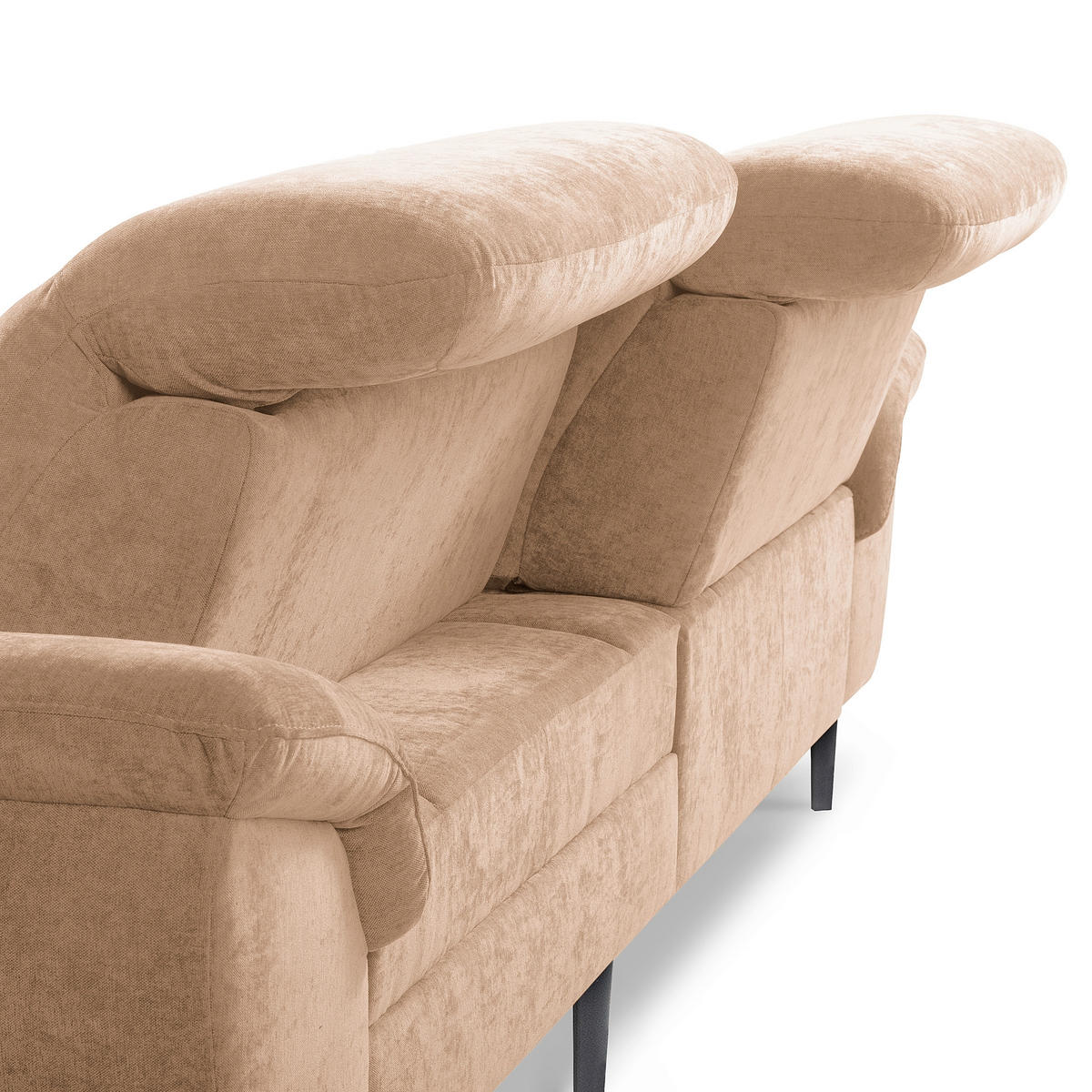 ECKSOFA  Webstoff Rotbraun  - Rotbraun/Schwarz, Design, Textil/Metall (268/195cm) - Livetastic