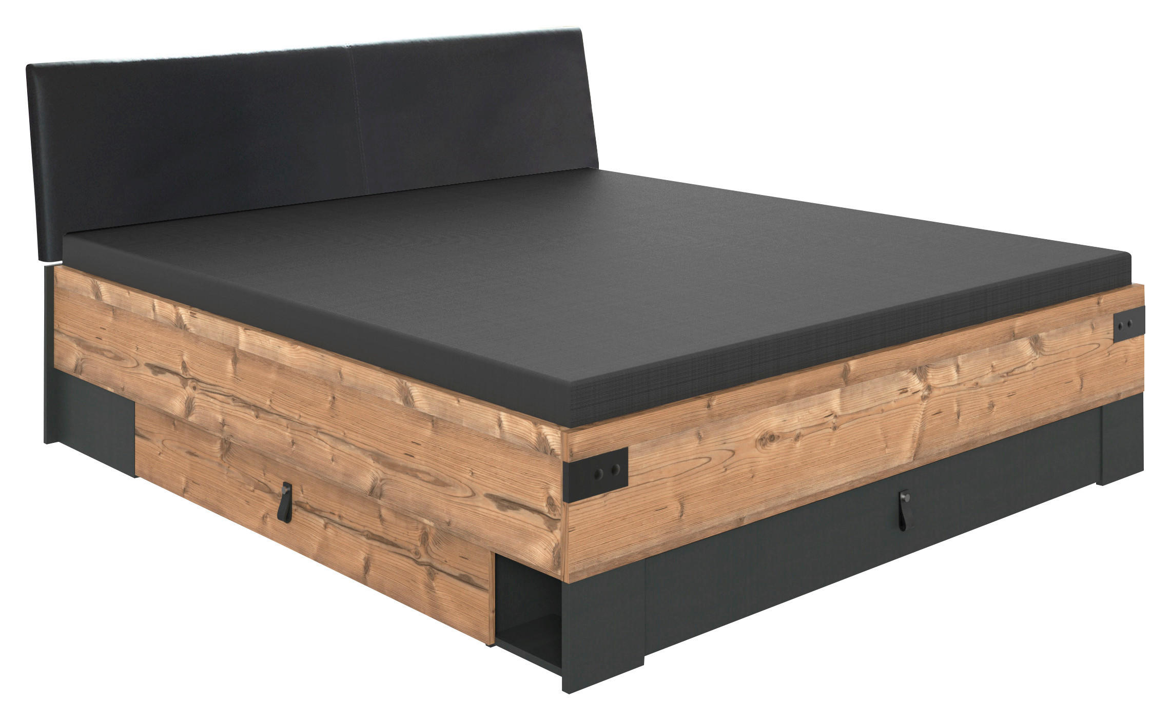 POSTELJA S PREDALOM 180 cm   x 200 cm  , barve grafita, barve smreke  - barve grafita/barve smreke, Trend, leseni material/tekstil (180/200cm) - Ti'me