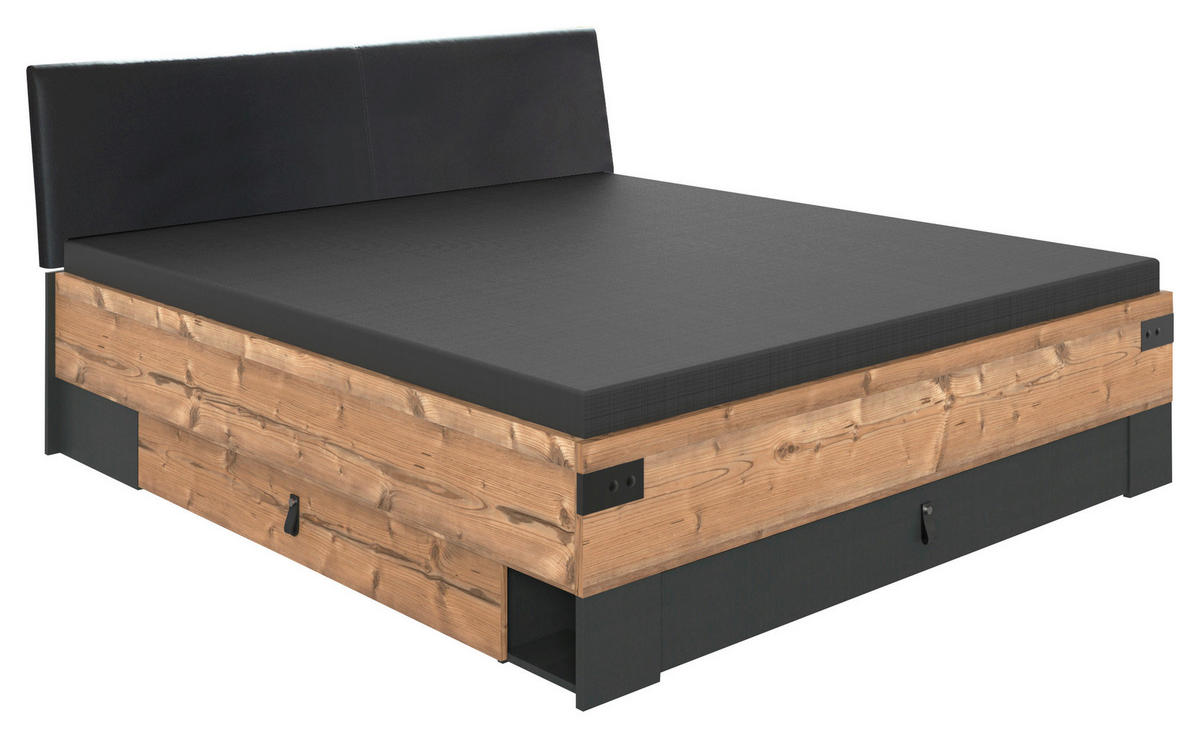 STAURAUMBETT 180/200 cm,  in Graphitfarben, Fichtefarben,  - Fichtefarben/Anthrazit, Trend, Holzwerkstoff (180/200cm) - MID.YOU