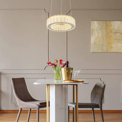 LAMPĂ SUSPENDATĂ CU LED 30/120 cm  - străveziu/culoare crom, Konventionell, plastic/sticlă (30/120cm) - Globo