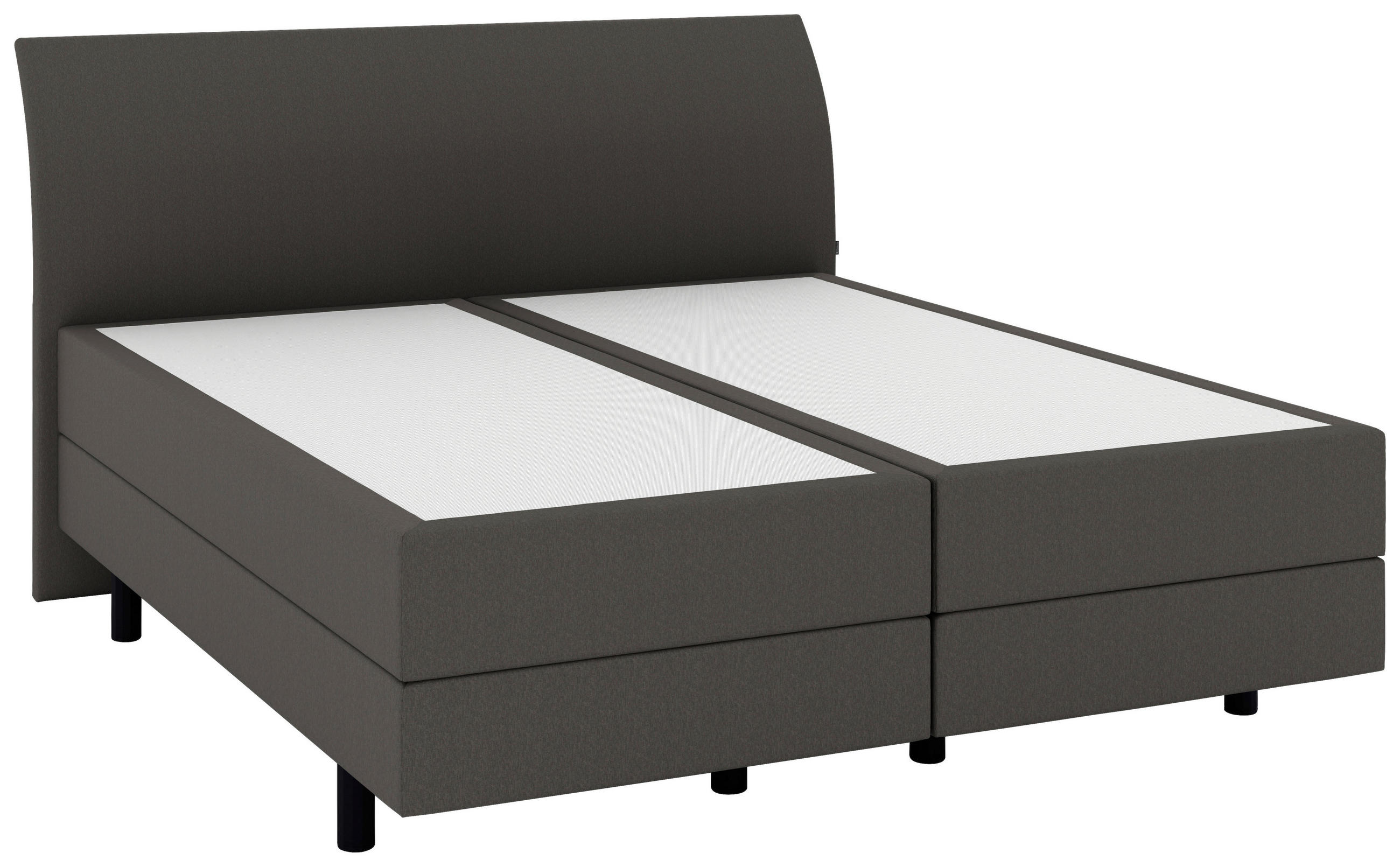 BOXSPRINGBETT 180/200 cm,  in Dunkelgrau, gepolstertes Kopfteil, Matratzen, H2 + H2 = mittel  - Dunkelgrau/Schwarz, KONVENTIONELL, Kunststoff/Textil (180/200cm) - Musterring