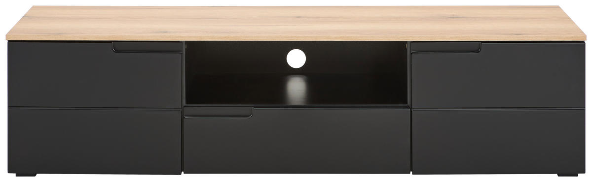 LOWBOARD Swim 165/42/40 cm 1 Schublade(n) Beimöbel erhältlich, stehend  - Eichefarben/Schwarz, Design, Holzwerkstoff/Kunststoff (165/42/40cm) - MID.YOU