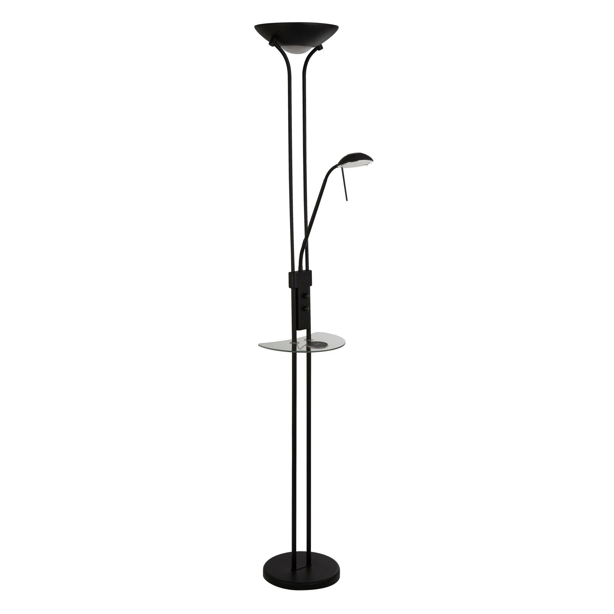 LED-STEHLEUCHTE Wireless USB 25.4/29/177 cm   - Schwarz, Basics, Glas/Metall (25.4/29/177cm) - Searchlight