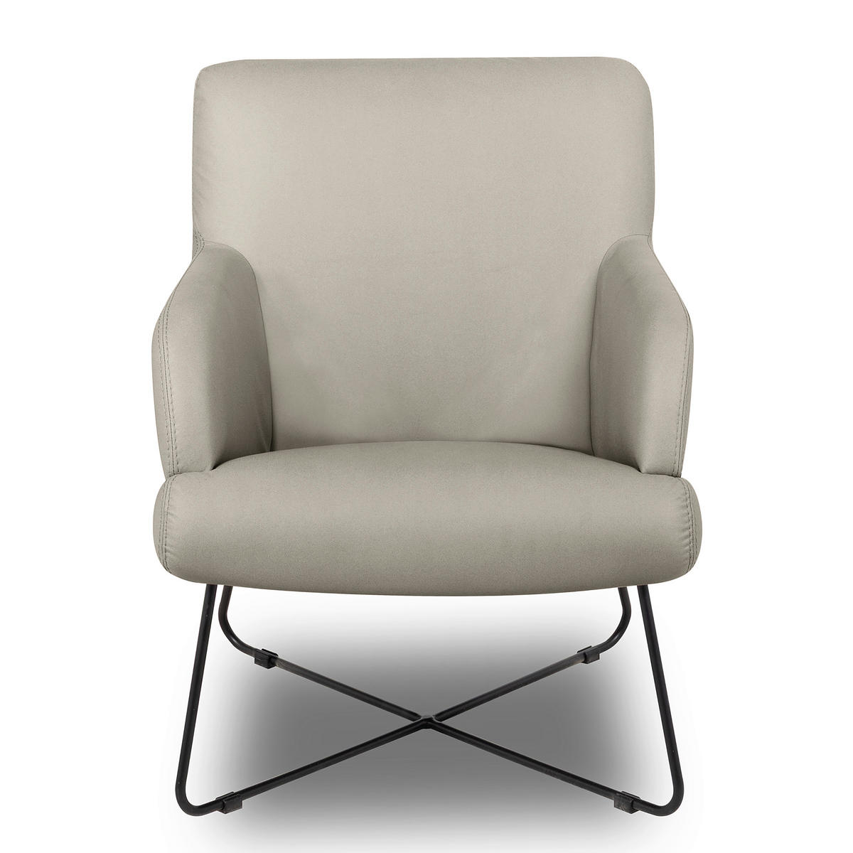 SESSELSET Lederlook Grau  - Beige/Grau, Design, Textil/Metall (67/87/74cm) - Livetastic