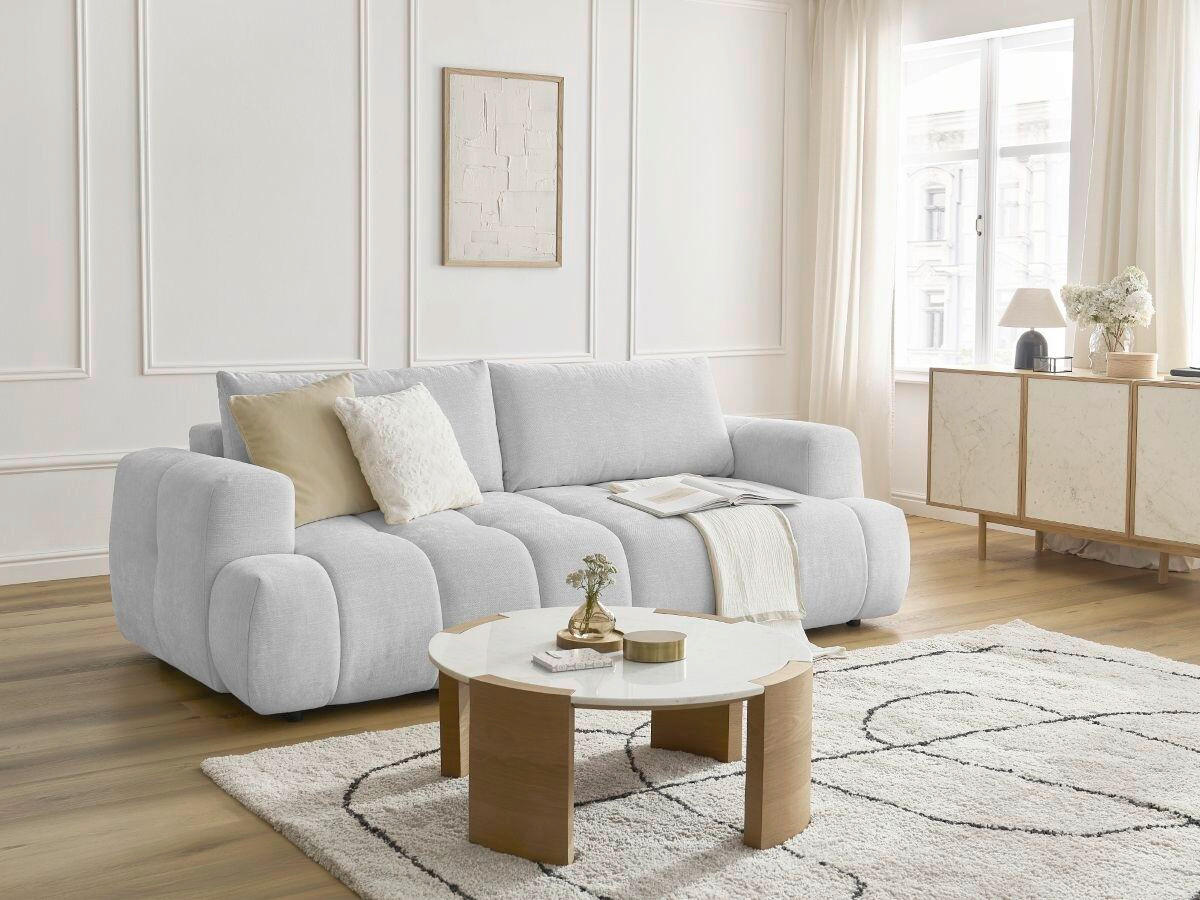 SCHLAFSOFA FUJI Leinenoptik Hellgrau  inkl.  - Hellgrau/Schwarz, MODERN, Kunststoff/Textil (251/113/88cm)