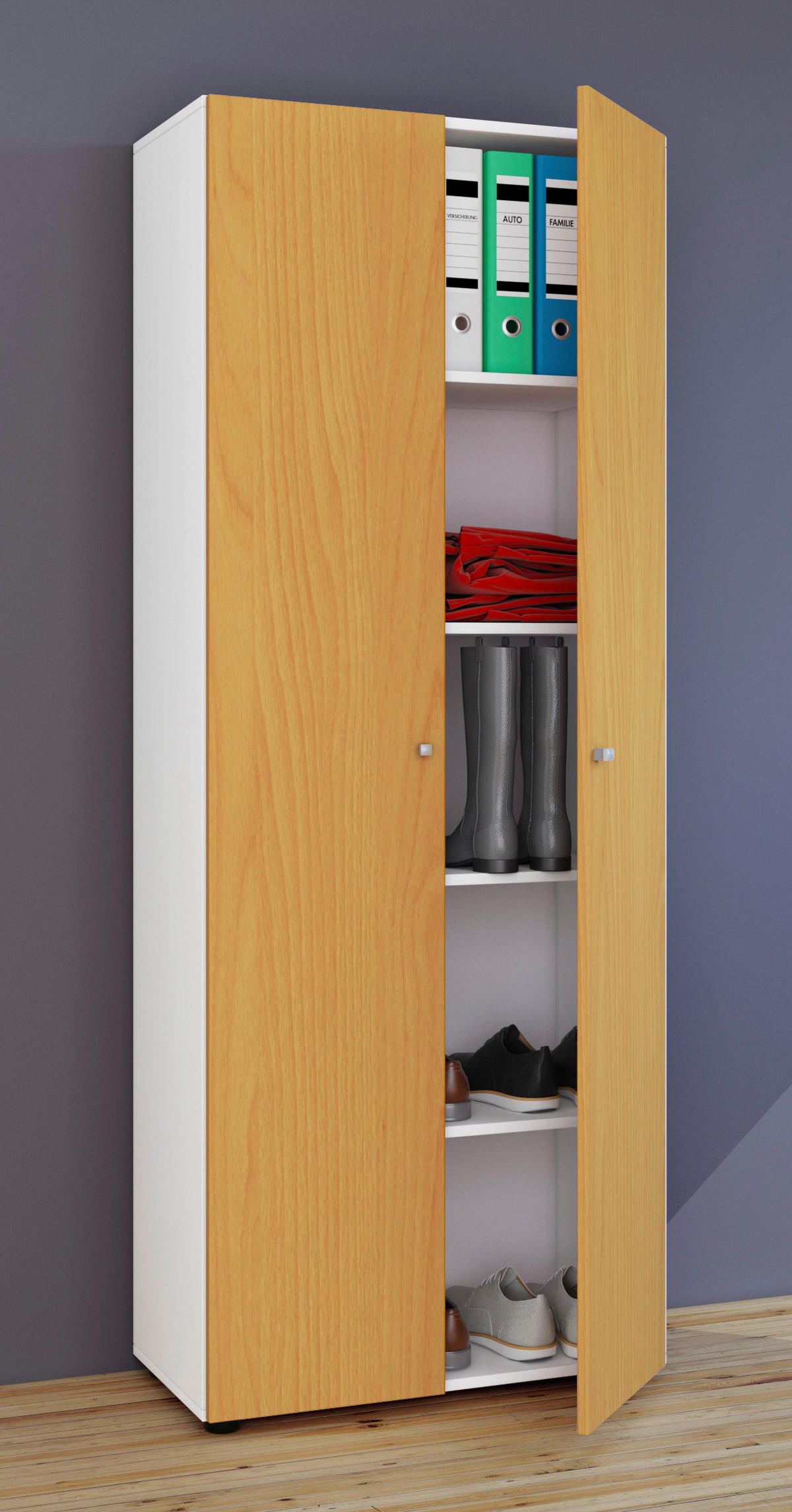 MEHRZWECKSCHRANK 70/178/39 cm  - Weiss/Silberfarben, Design, Holzwerkstoff/Kunststoff (70/178/39cm) - MID.YOU