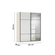 SCHWEBETÜRENSCHRANK 201/223/68 cm 2-türig Weiß, Champagner  - Champagner/Schwarz, KONVENTIONELL, Glas/Holzwerkstoff (201/223/68cm) - Novel