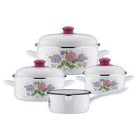 KOCHTOPFSET HORTENSIE 4-teilig  - Weiß, Basics, Metall - GSW