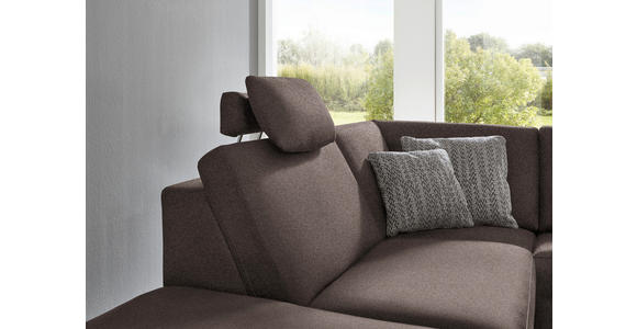 ECKSOFA in Mikrofaser Braun  - Alufarben/Braun, Design, Textil/Metall (242/275cm) - Dieter Knoll