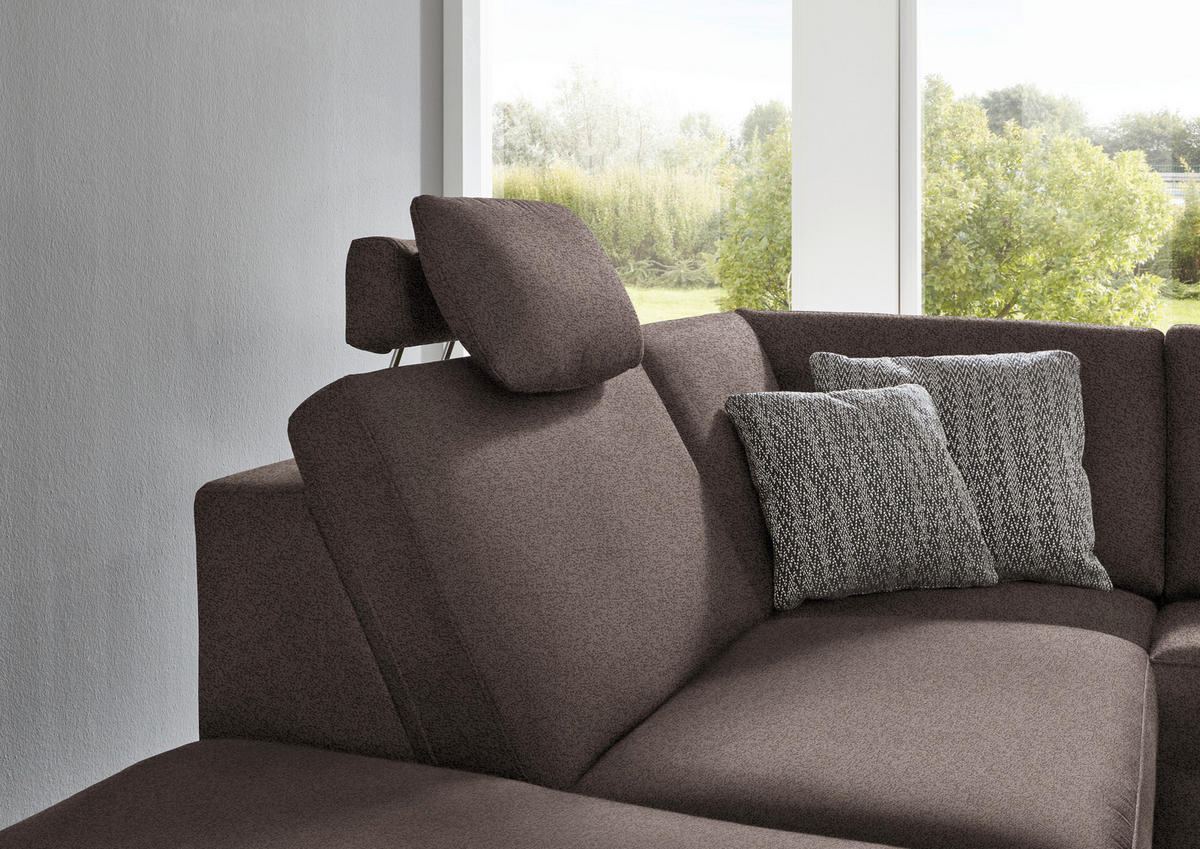 ECKSOFA in Mikrofaser Braun  - Alufarben/Braun, Design, Textil/Metall (242/275cm) - Dieter Knoll