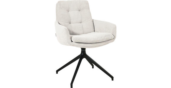 ARMLEHNSTUHL  Stoffauswahl, Typenauswahl, Sitzfläche 360° drehbar, Gestellauswahl Cord  - Schwarz/Weiß, Design, Textil/Metall (63/90/69cm) - Johann Jakob