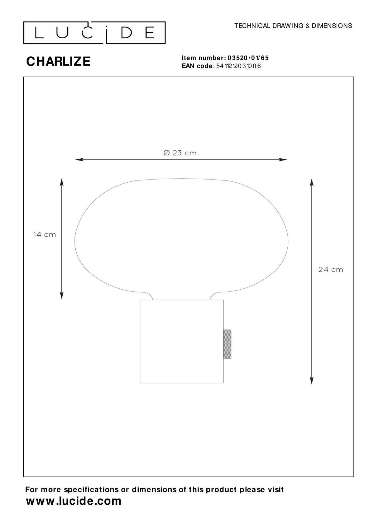 TISCHLEUCHTE CHARLIZE 23/24 cm   - Schwarz/Grau, Design, Glas/Stein (23/24cm) - Lucide