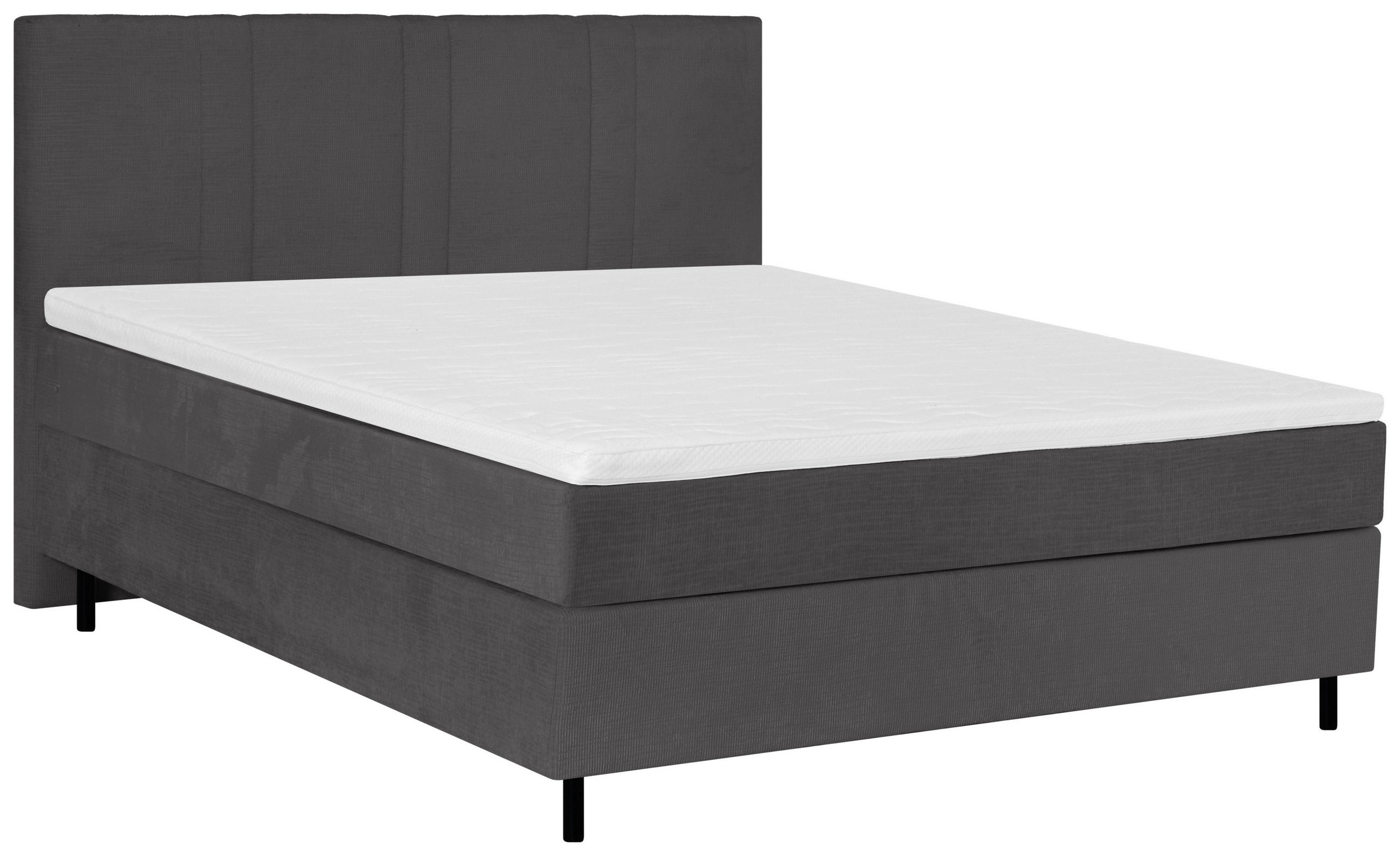 BOXSPRINGBETT 160/200 cm  in Anthrazit  - Anthrazit/Schwarz, Design, Holz/Textil (160/200cm) - Welnova