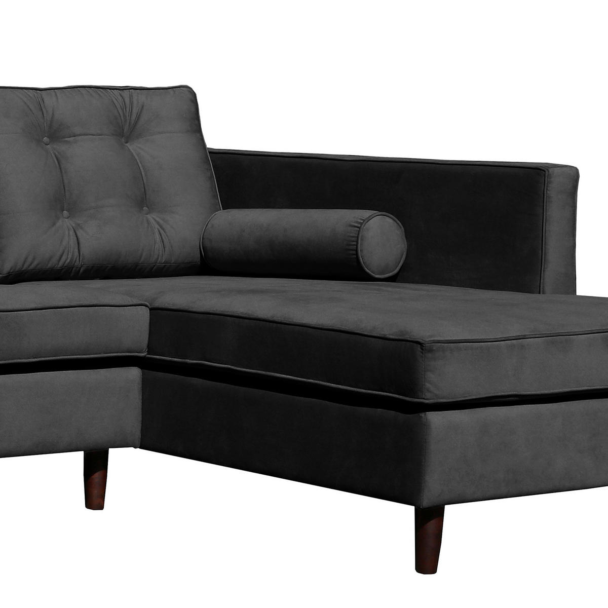 ECKSOFA Mikrofaser Schwarz  - Schwarz/Braun, Design, Holz/Textil (240/169cm) - P & B