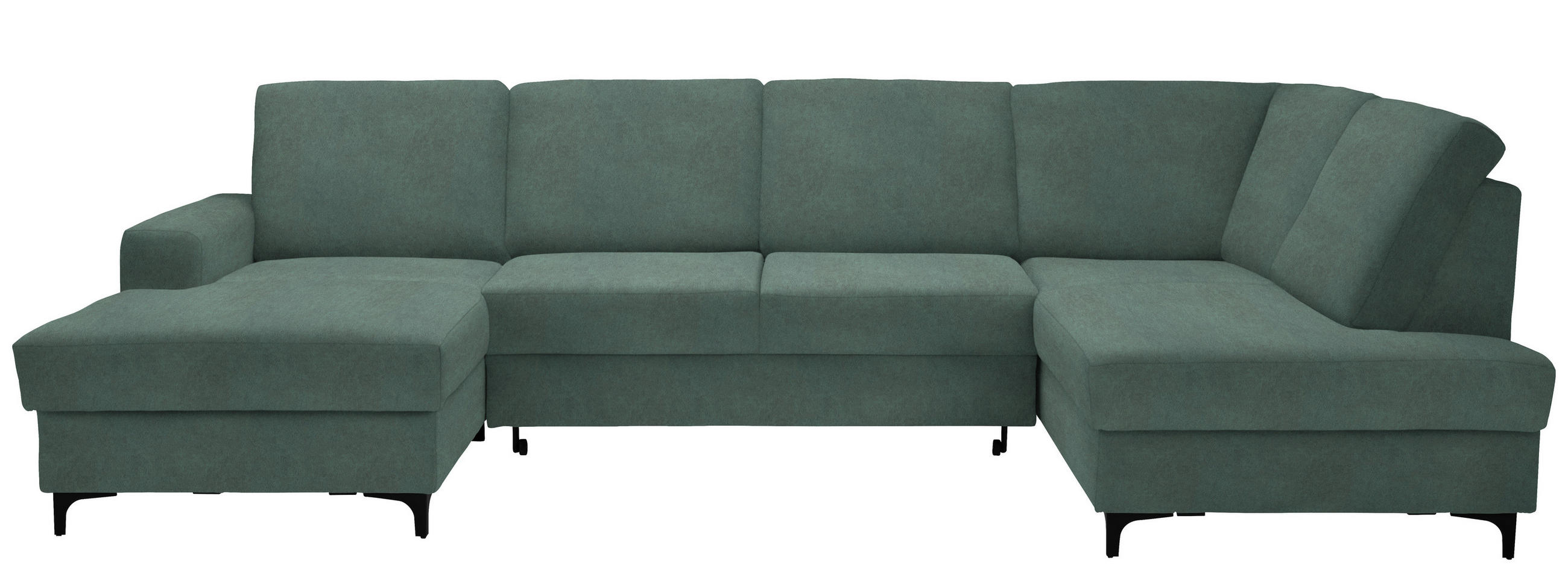 WOHNLANDSCHAFT in Flachgewebe Mintgrün  - Schwarz/Mintgrün, Konventionell, Textil/Metall (167/317/185cm) - Stylife