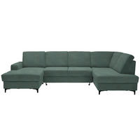 WOHNLANDSCHAFT in Flachgewebe Mintgrün  - Schwarz/Mintgrün, Konventionell, Textil/Metall (167/317/185cm) - Stylife