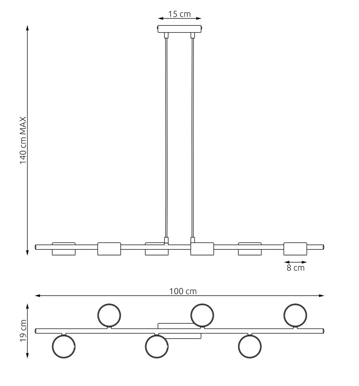 HÄNGELEUCHTE  100/19/140 cm    - Schwarz, KONVENTIONELL, Metall (100/19/140cm)