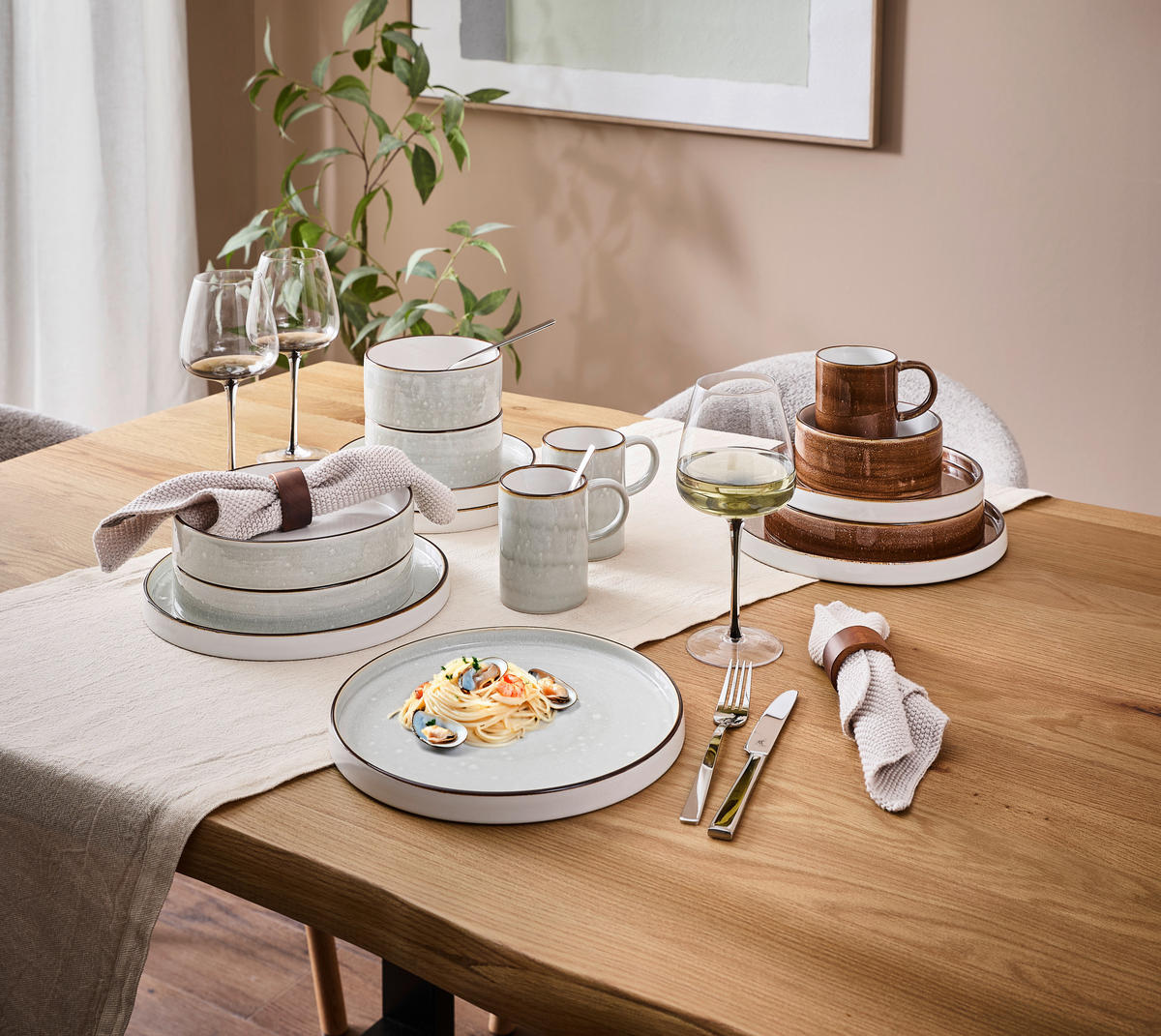 KOMBISERVICE Grau BREDA EISGRAU 10-teilig 2 Personen  - Grau, Trend, Keramik - Landscape