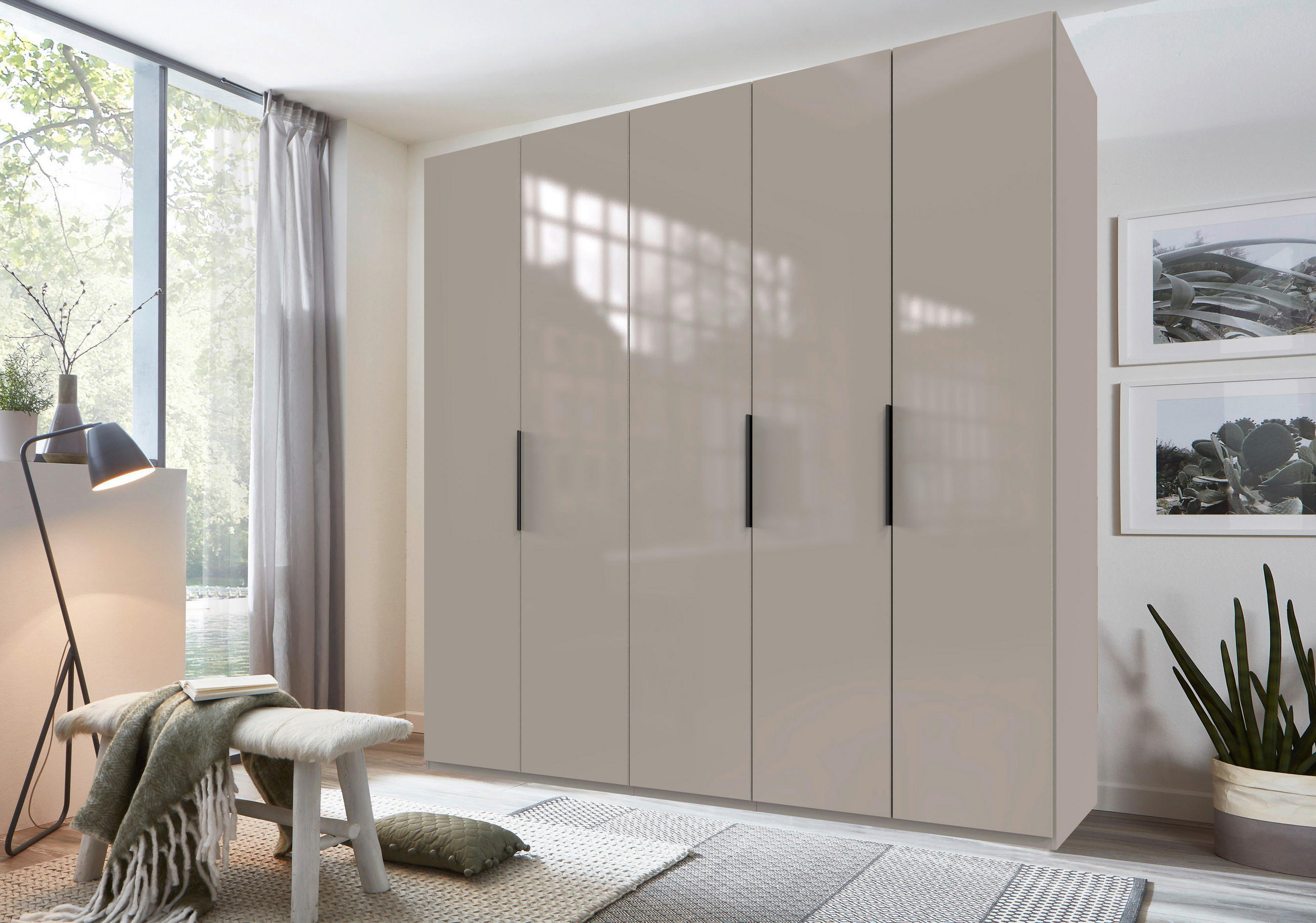 DREHTÜRENSCHRANK in Sahara  - Schwarz/Sahara, Konventionell, Glas/Holzwerkstoff (250/236/58cm) - Hom`in