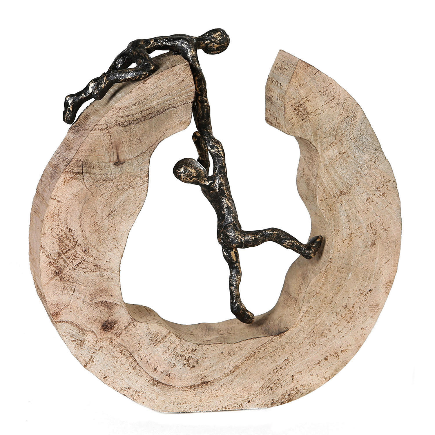 SKULPTUR - Hellbraun/Bronzefarben, Basics, Holz/Metall (29/30/6cm)