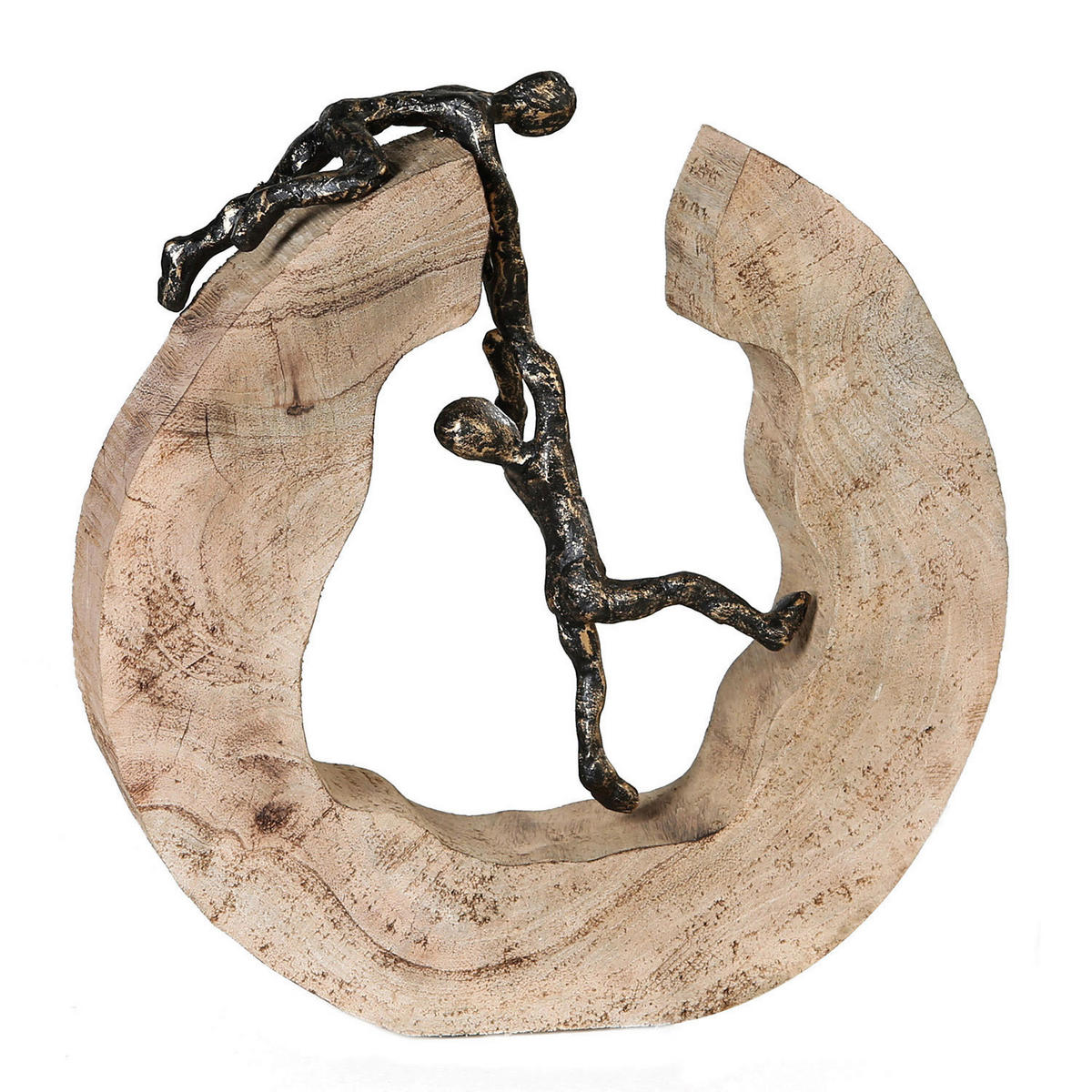 SKULPTUR - Hellbraun/Bronzefarben, Basics, Holz/Metall (29/30/6cm)