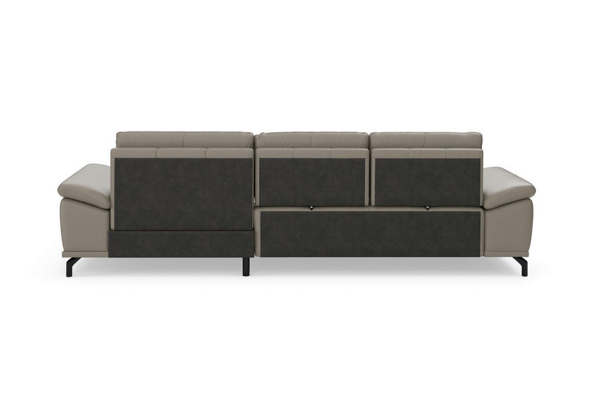 ROHOVÁ SEDAČKA, koža, textil, sivá - čierna/sivá, Basics, kov/koža (301/176cm) - Sit & More