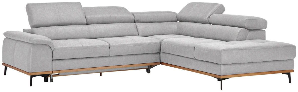 ECKSOFA in Webstoff Creme  282/226 cm  - Creme/Schwarz, Natur, Holz/Textil (282/226cm) - Novel