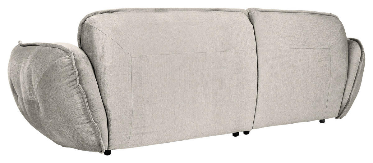 ECKSOFA in Chenille Silberfarben  - Silberfarben/Schwarz, Modern, Kunststoff/Textil (269/184cm) - Trendmanufaktur