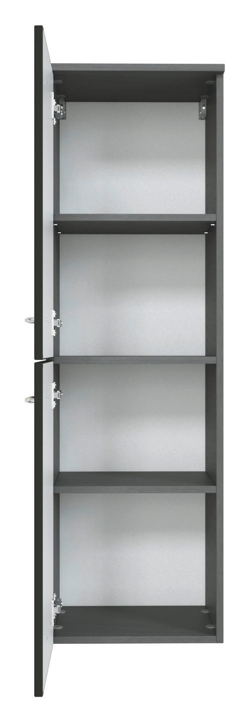 Thumbnail - Xora Midischrank, Graphit, Grau, Holzwerkstoff, 2 Fächer, 40x130x35 cm, Made in Germany, hängend, Badezimmer, Badezimmer...
