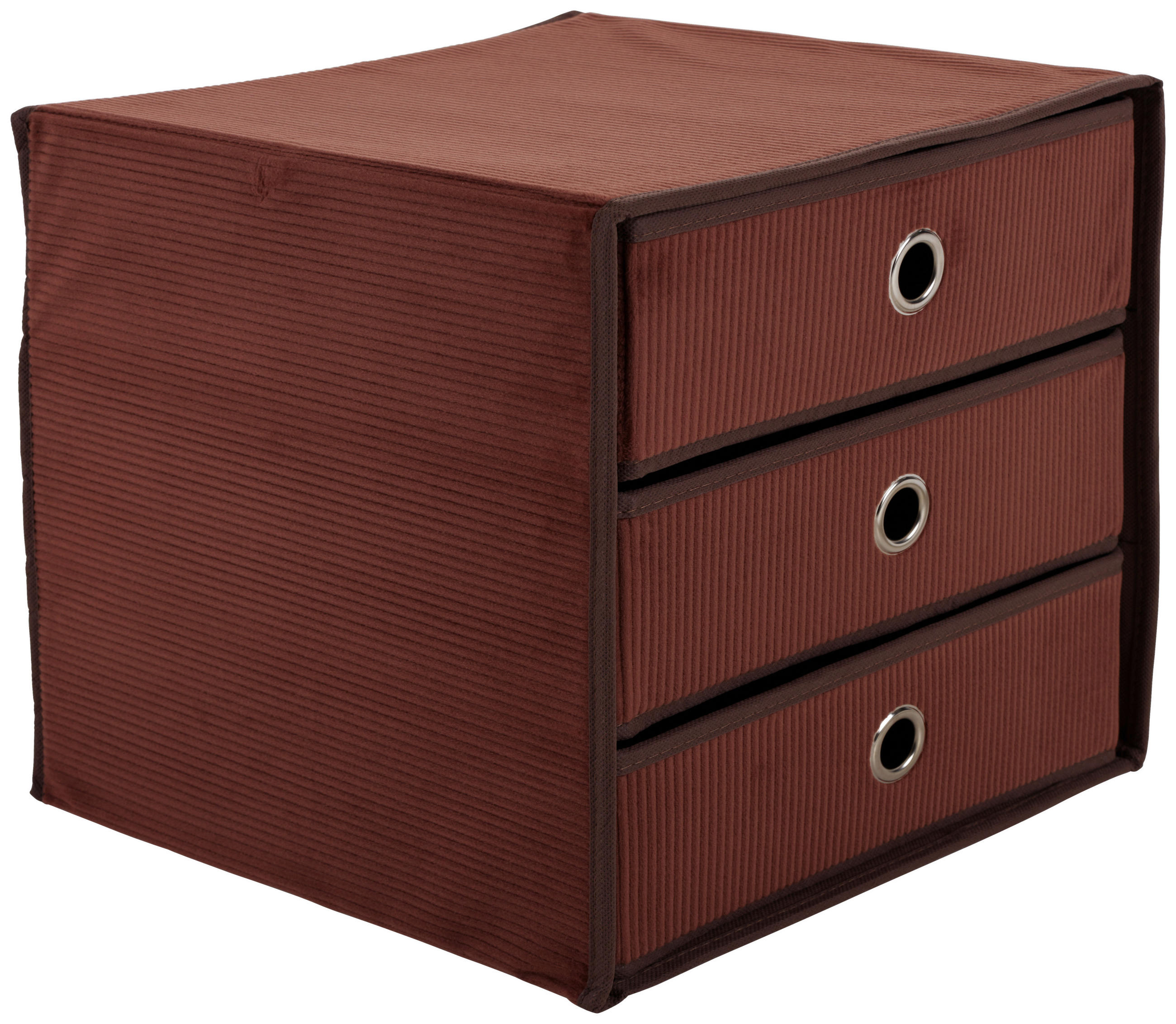 Schubladenbox Lisa New Braun Kord 3 Laden Mit Grifflöchern