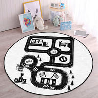 KINDERTEPPICH 120/120 cm Schwarz, Weiß rund  - Schwarz/Weiß, Basics, Textil (120/120cm)
