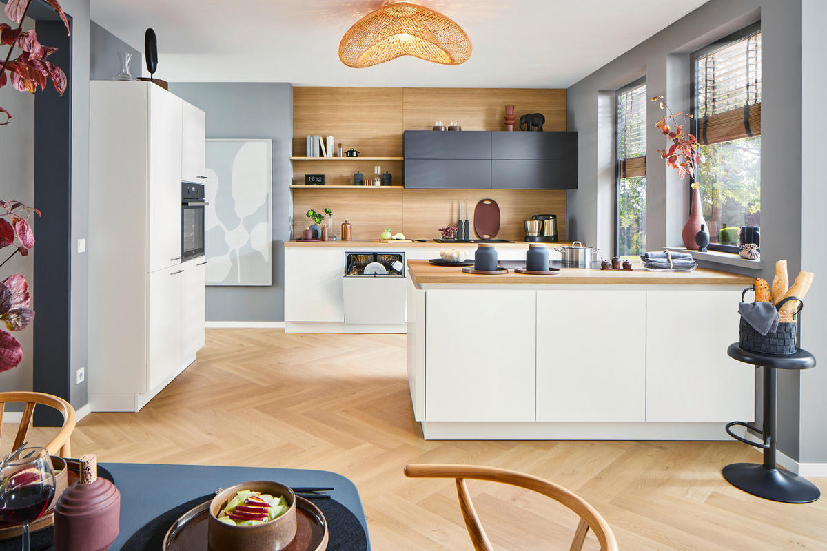 EINBAUKÜCHE   - Weiß, Design, Holzwerkstoff - Dieter Knoll