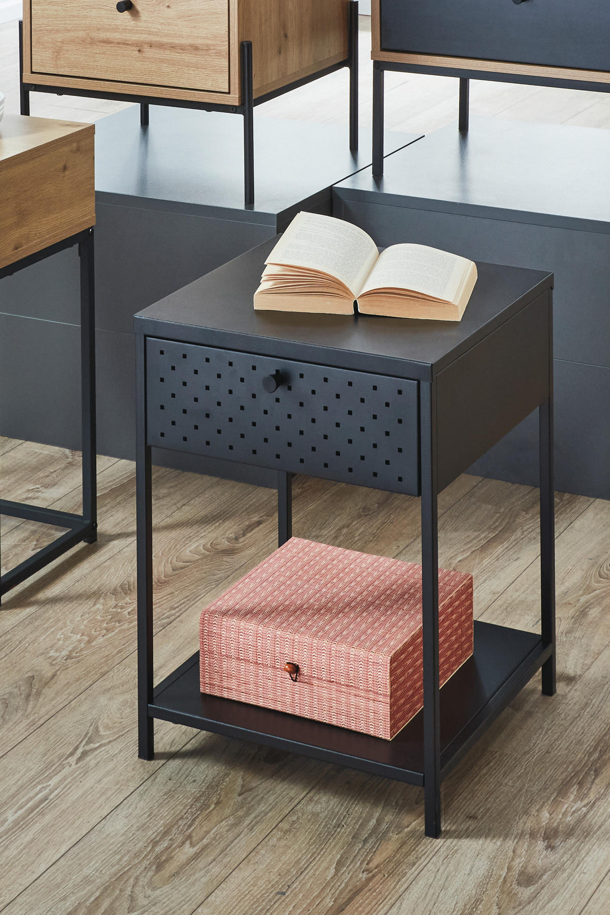 NACHTSCHRANK 40/53/40 cm, Schwarz,  - Schwarz, Design, Metall (40/53/40cm)