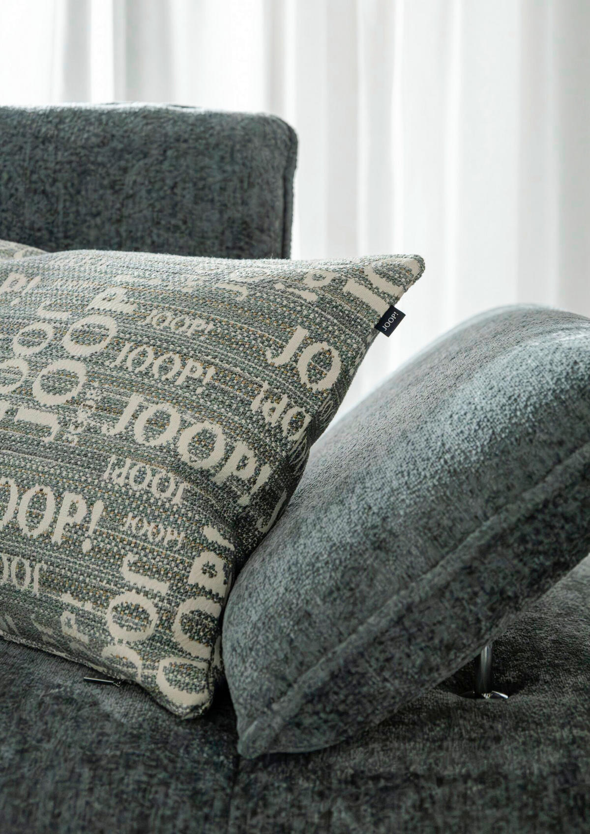 ECKSOFA in Chenille Graublau  - Graublau/Anthrazit, Design, Textil/Metall (160/310cm) - Joop!