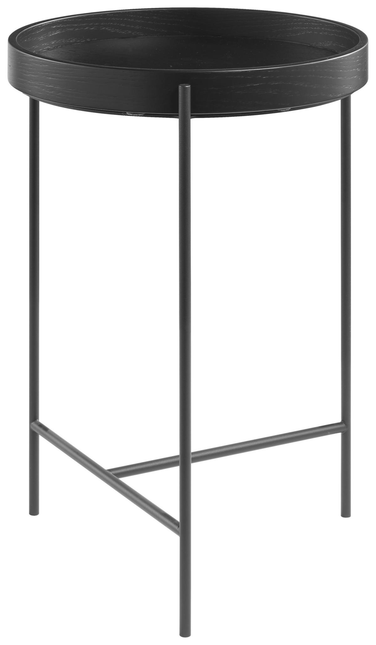 BEISTELLTISCH 43/43/59 cm Eiche furniert Anthrazit, Schwarz rund  - Anthrazit/Schwarz, Design, Holz/Metall (43/43/59cm) - Musterring