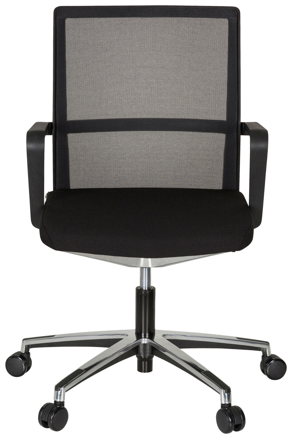 DREHSTUHL Netzbespannung, Flachgewebe Schwarz  - Alufarben/Schwarz, MODERN, Kunststoff/Textil (57/105/55cm) - MID.YOU