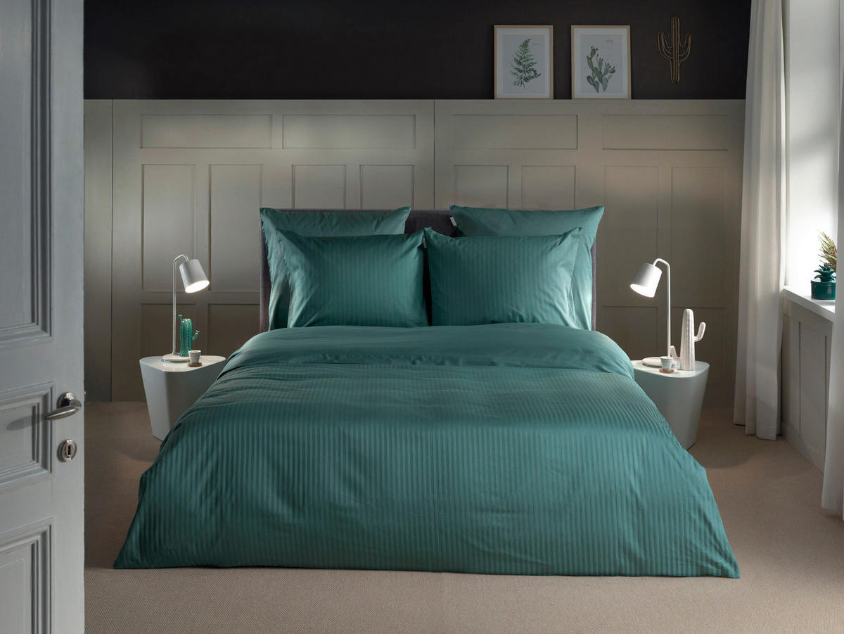BETTWÄSCHE Banda Makosatin 155/220 cm  - Graugrün, Basics, Textil (155/220cm)