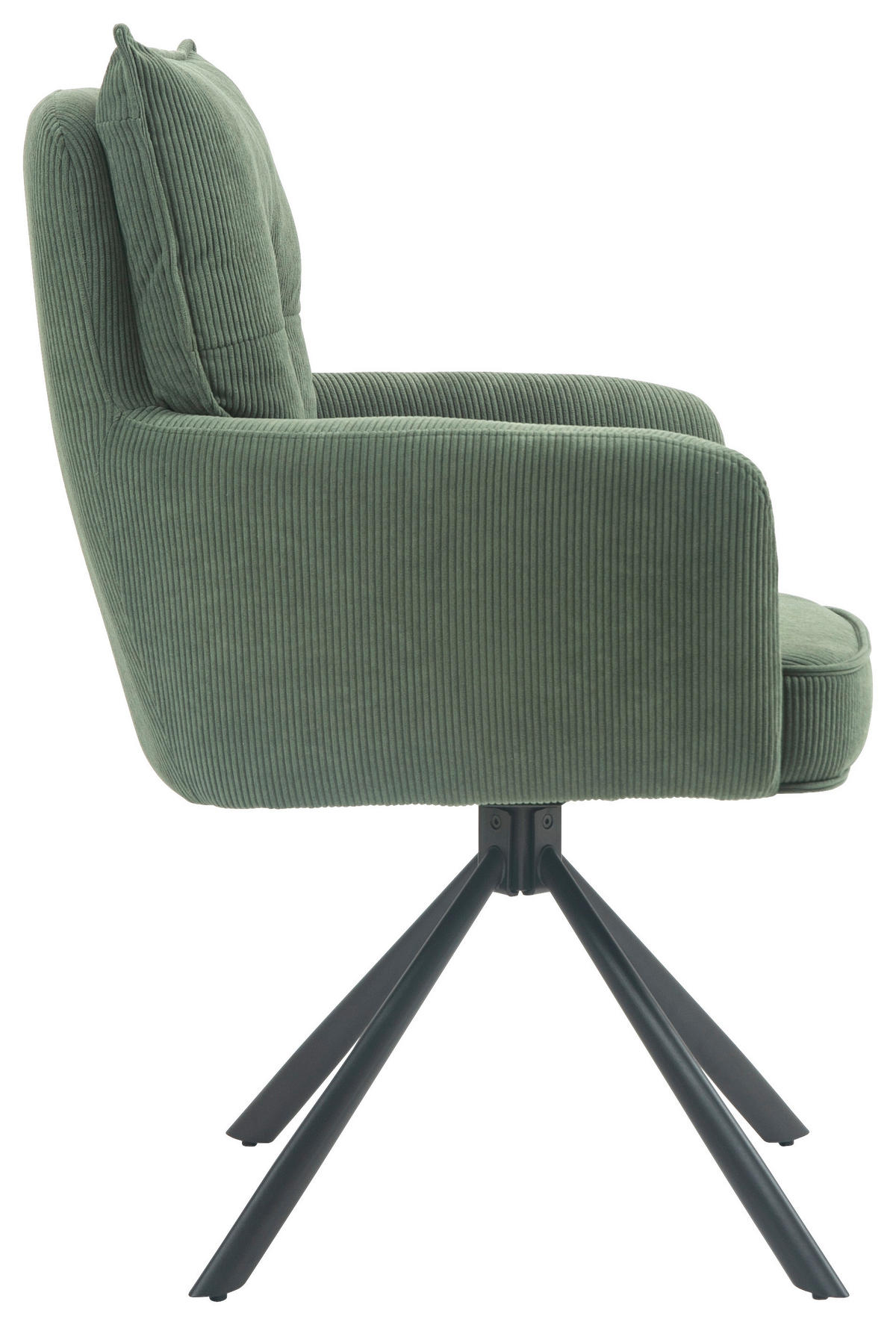 ARMLEHNSTUHL  in Eisen Cord  - Schwarz/Olivgrün, Design, Textil/Metall (60/95/67cm) - Novel