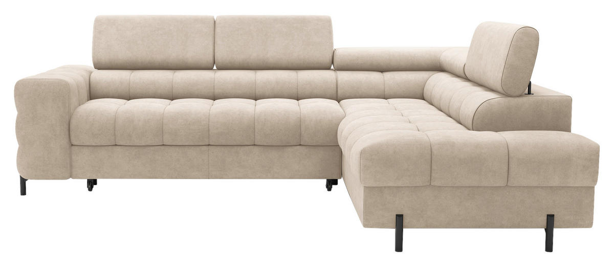 ECKSOFA FERUCCE in Chenille Beige  276/200 cm  - Beige/Schwarz, Design, Textil/Metall (276/200cm) - MID.YOU