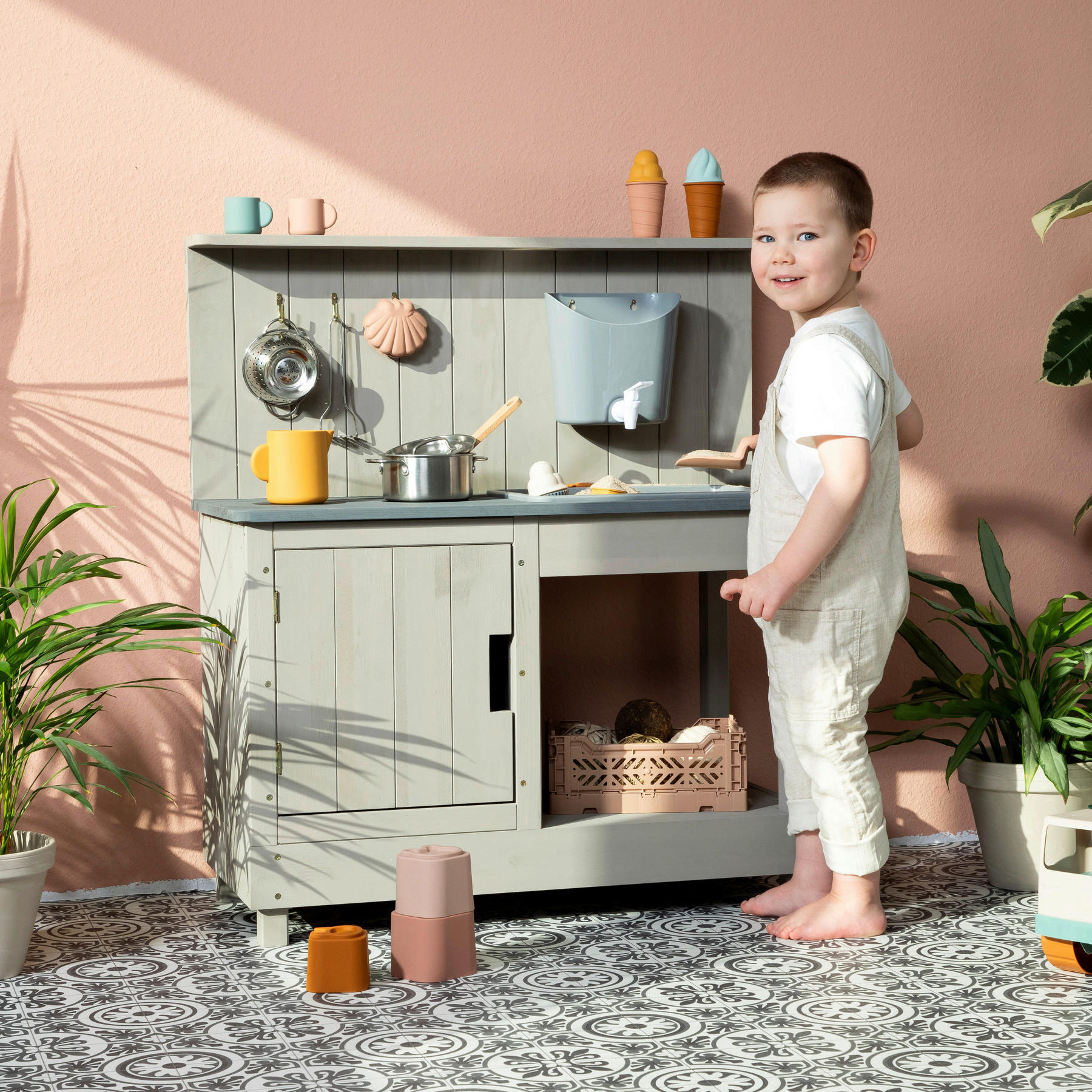 MATSCHKÜCHE  - Hellgrau, Basics, Holz (80/40/90cm) - MUDDY BUDDY