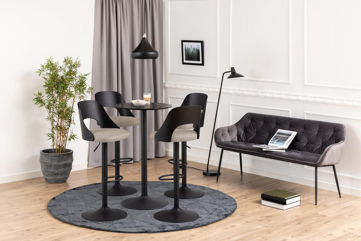 TABURET DE BAR in textil nisipiu  - nisipiu/negru, Modern, metal/lemn (47/113/50,5cm) - MID.YOU