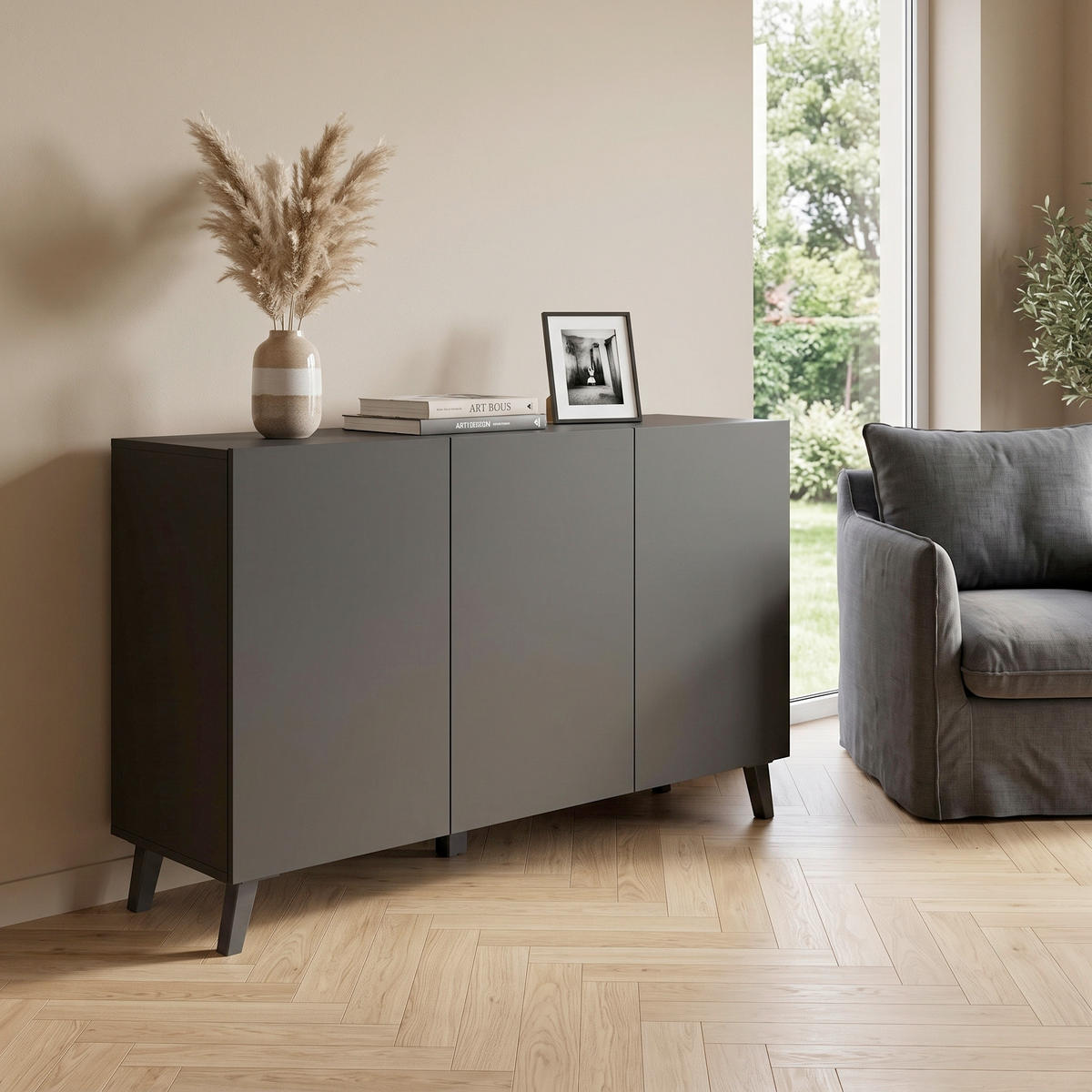 SIDEBOARD  120/76/39 cm  - Schwarz, Design, Holzwerkstoff/Kunststoff (120/76/39cm) - P & B