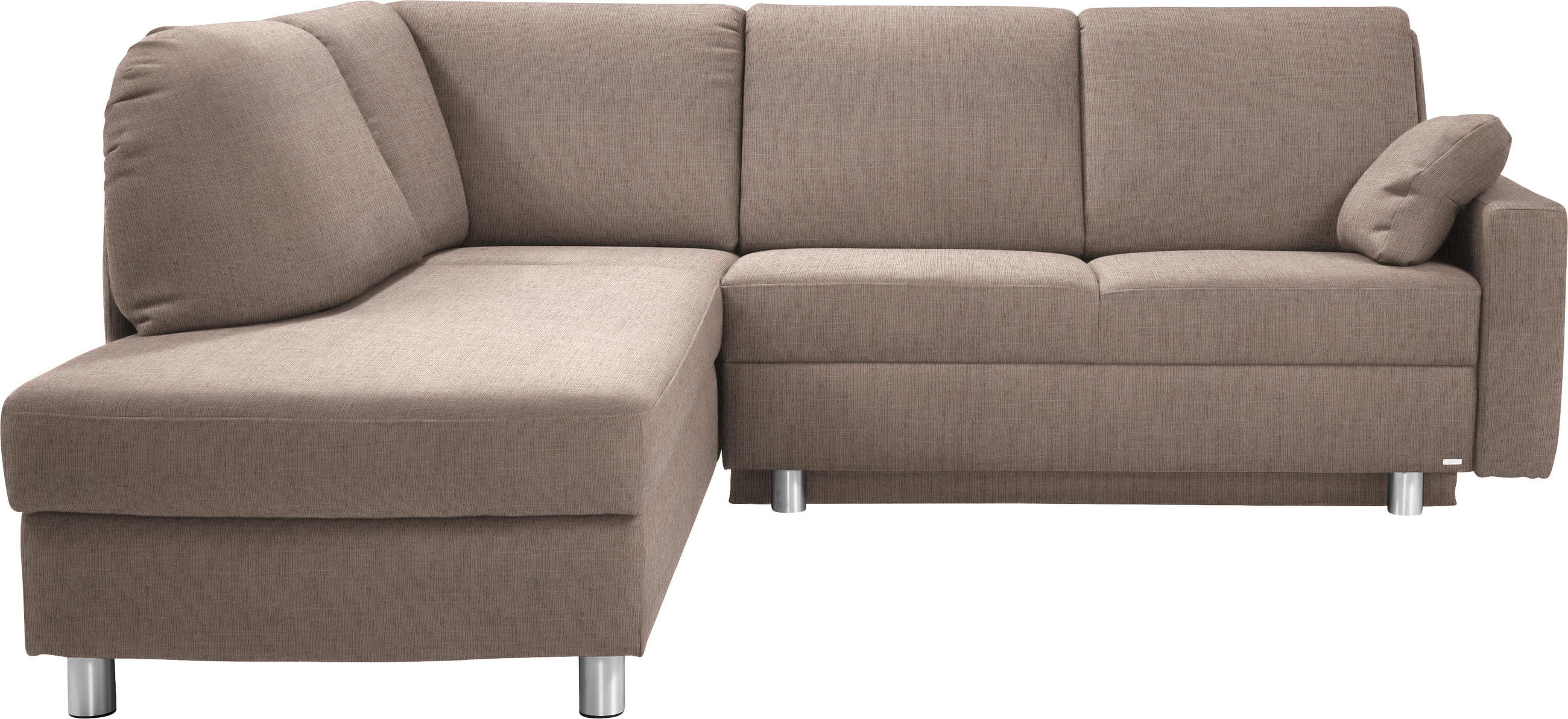 ECKSOFA 208/227 cm  in Chenille Hellbraun Zierkissen, Armlehnenkissen  208/227 cm  - Hellbraun/Alufarben, KONVENTIONELL, Textil/Metall (208/227cm) - Sedda