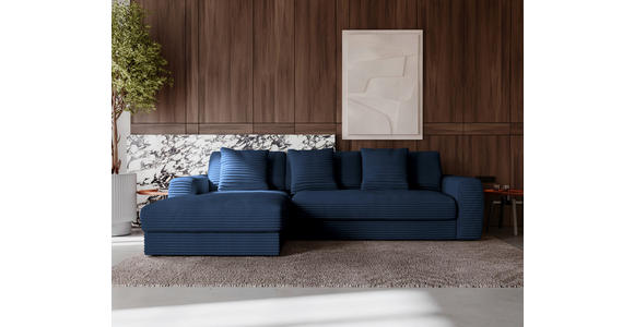 ECKSOFA in Cord Dunkelblau  182/302 cm  - Schwarz/Dunkelblau, MODERN, Kunststoff/Textil (182/302cm) - Carryhome