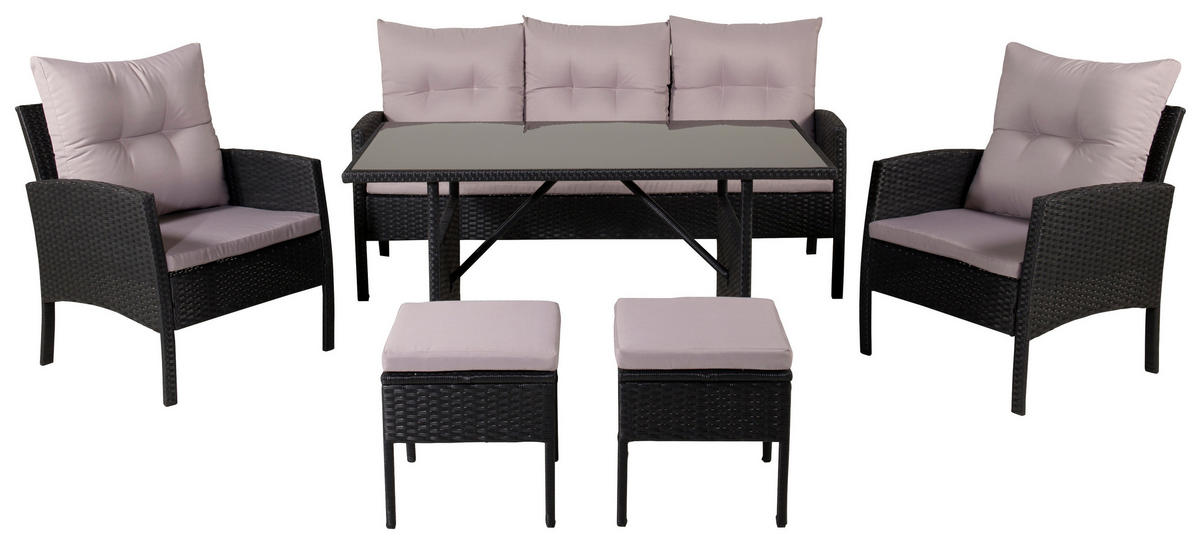 LOUNGESET  - grå/svart, Klassisk, plast - Gardenson